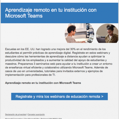 Aprendizaje remoto en tu institución con Microsoft Teams